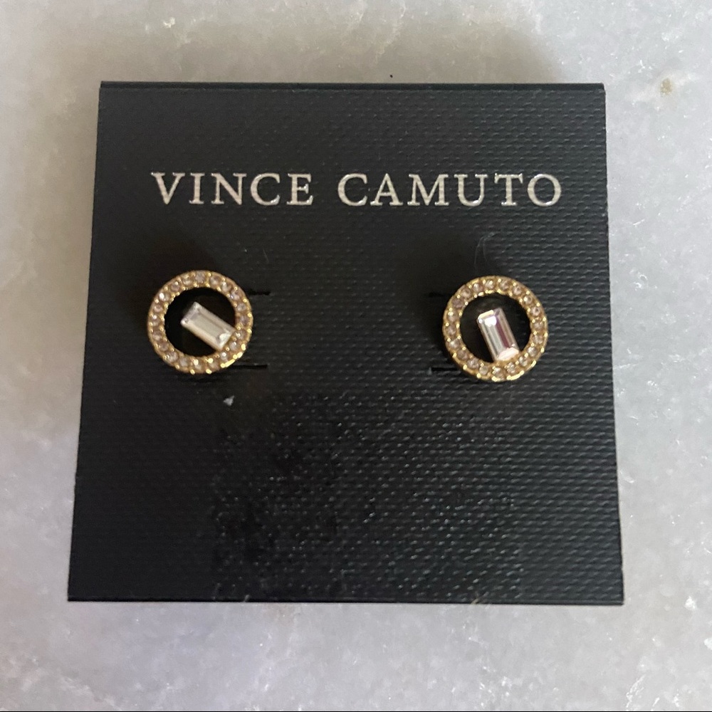 Vince Camuto Gold tone Earrings Rhinestone Studs - Picture 2 of 3